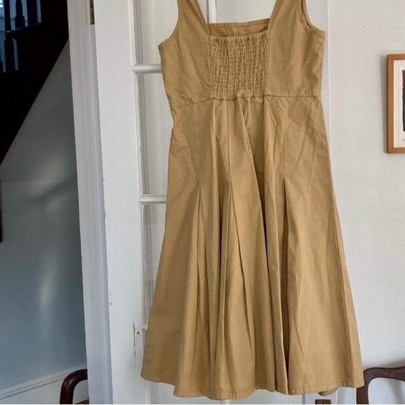 J. Crew Pleated Pinafore Chino Dress in Honey Brown - Picture 10 of 15